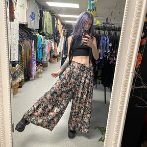 Vintage Wide Leg Floral Palazzo Pants